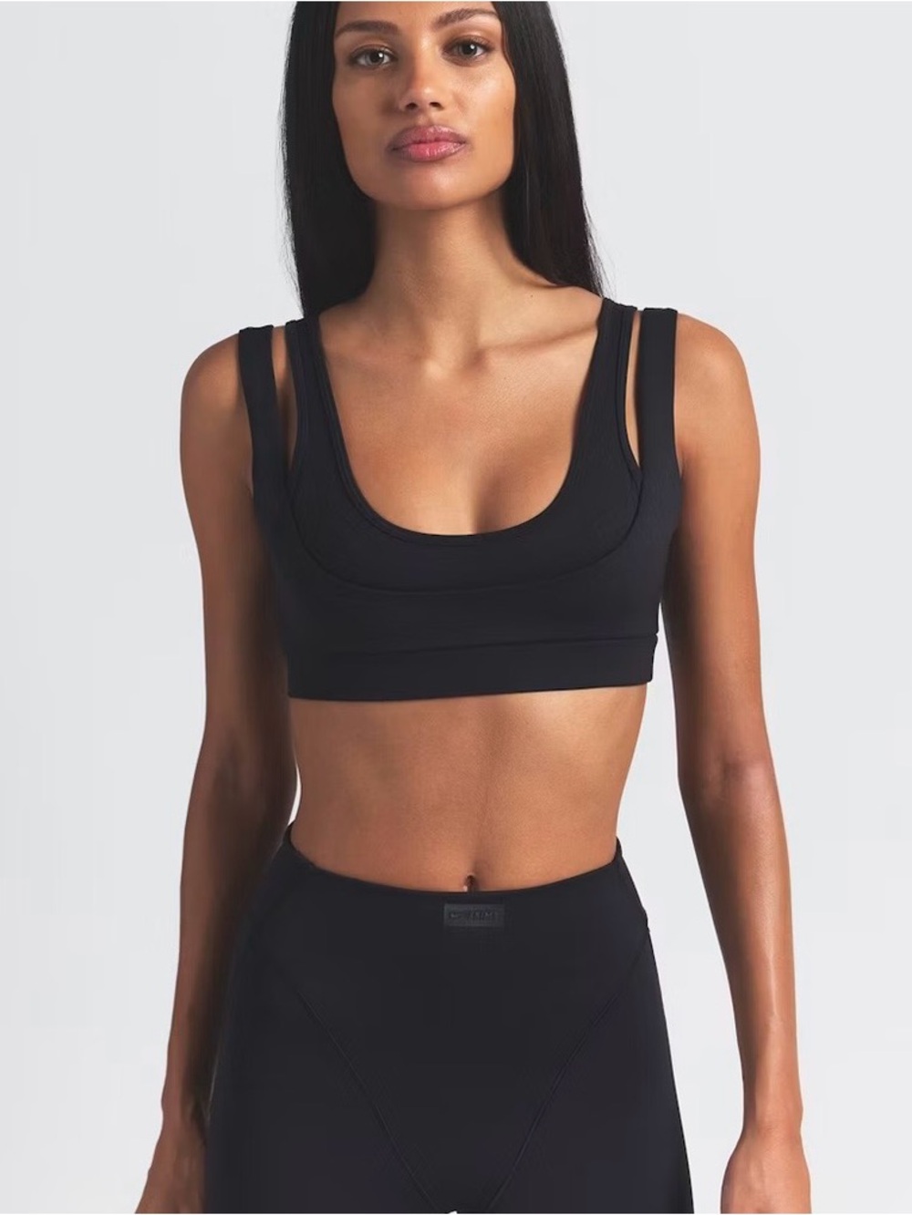 NikeSKIMS Matte Double Strap Scoop Bra - Obsidian